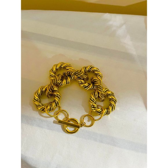Gold statement bracelet chunky link chain wide cuff large bold metal boho chunky - Picture 4 of 4